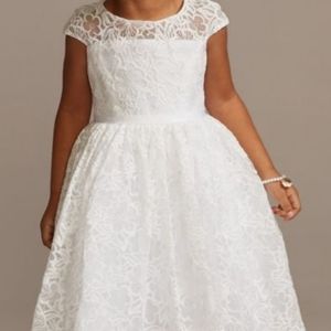 cap sleeve lace heart cutout flower girl dress